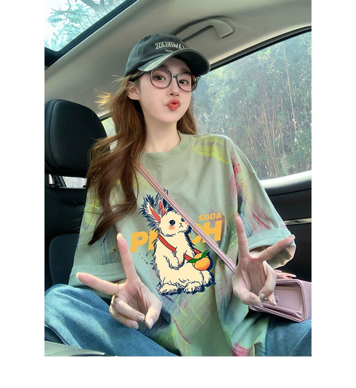 絶対流行 特別デザイン アバンギャルド プリント 半袖Tシャツ＜S-8598＞