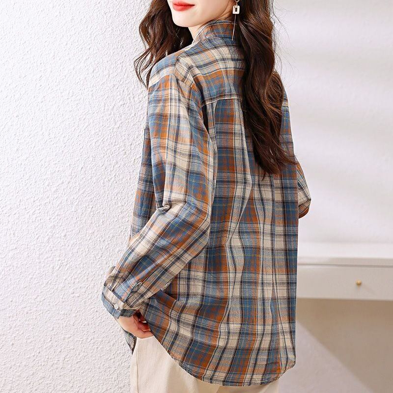 超人気 オシャレ 都市ファッショ デザイン チェック柄 切り替え Tシャツ ＜S-9514＞