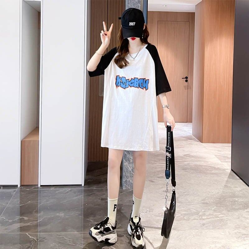 好感度満載 切り替え 美感いっぱい プリント Tシャツ カットソー＜S-3621＞