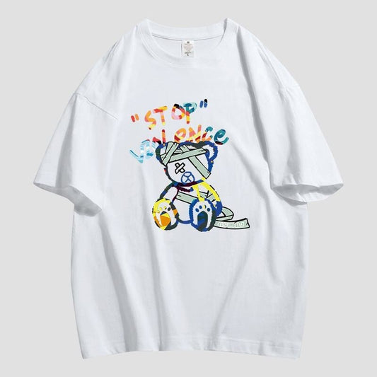スタイルアップ カジュアル おしゃれ度高め プリント全5色 半袖Tシャツ<S-9437>