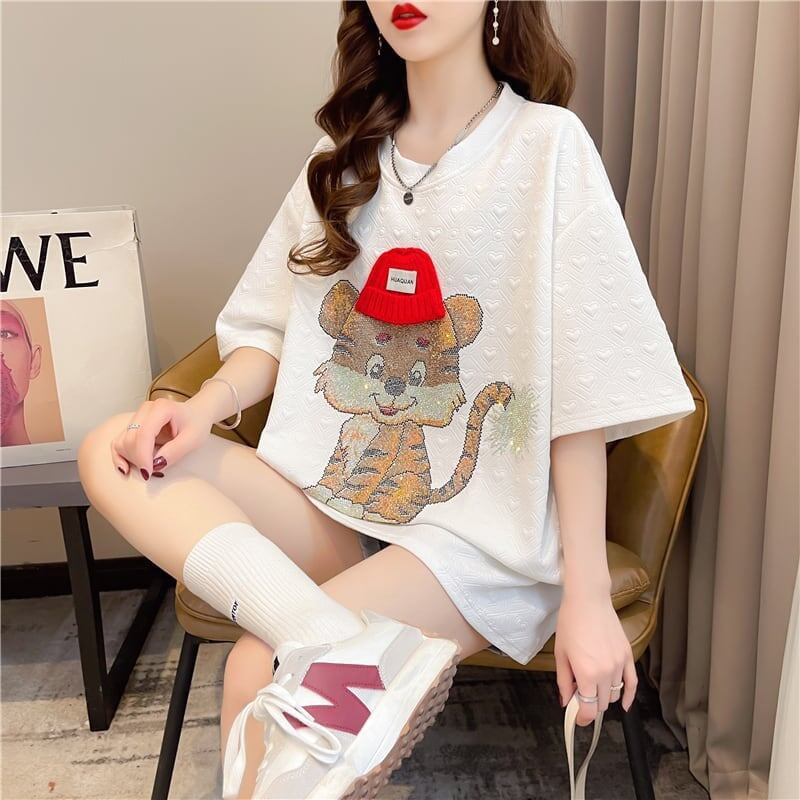 デザイン感 切り替え チャーミング プリント Tシャツ カットソー＜S-3401＞