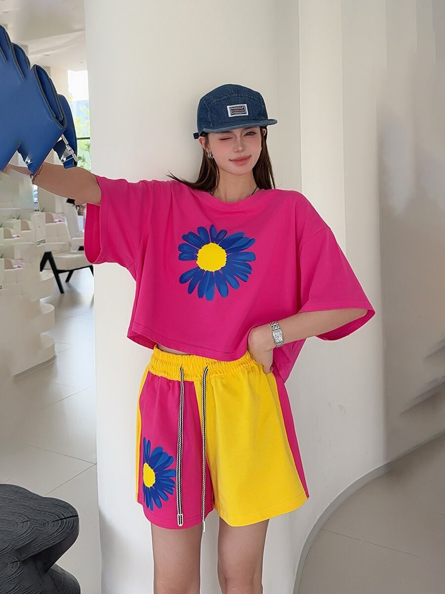 好感度UP カジュアル 真夏も快適 半袖 Tシャツ ショートパンツ セットアップ ＜S-11374＞