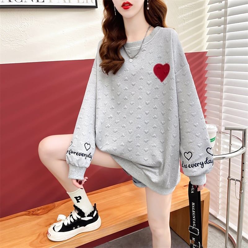定番シンプル アルファベット刺? ハートマーク 三色 スウェット＜S-3996＞