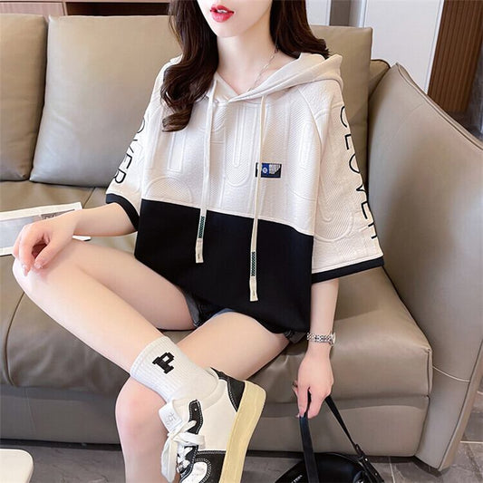 高級感 帽子付き 半袖 Tシャツ スウェット ＜S-8640＞