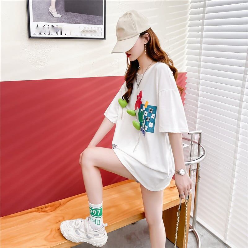 カジュアル プリント 好感度満載 ラウンドネック Tシャツ カットソー＜S-3118＞