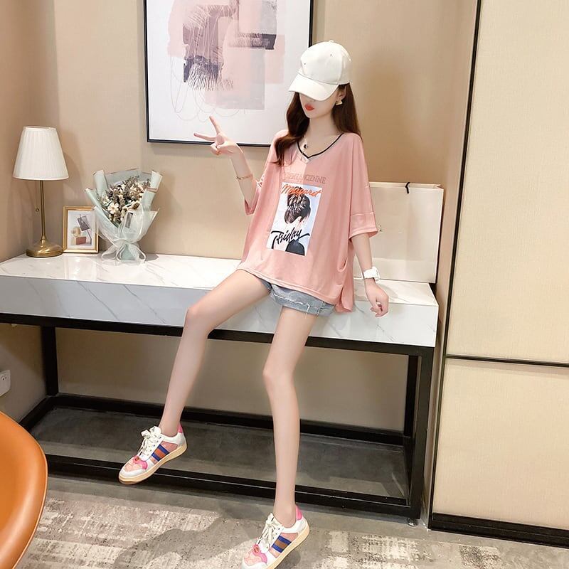 着心地抜群 3色選択可 女性力を高める Vネック Tシャツ カットソー＜S-3094＞
