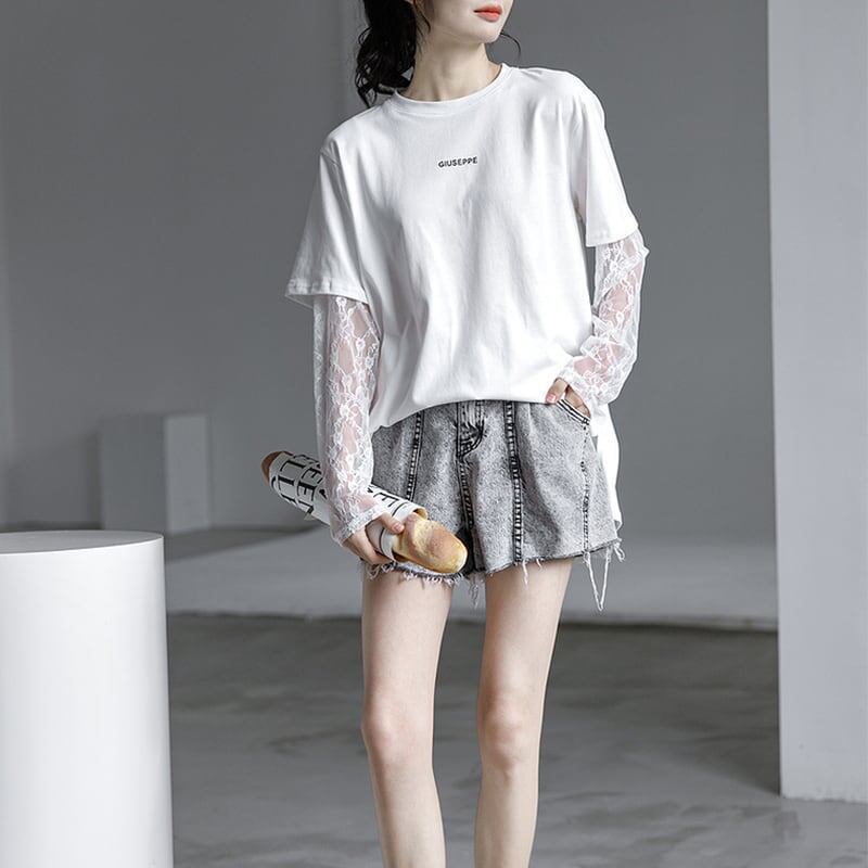 清純甘くて女子力UP 切り替え 美感いっぱい Tシャツ カットソー＜S-3020＞