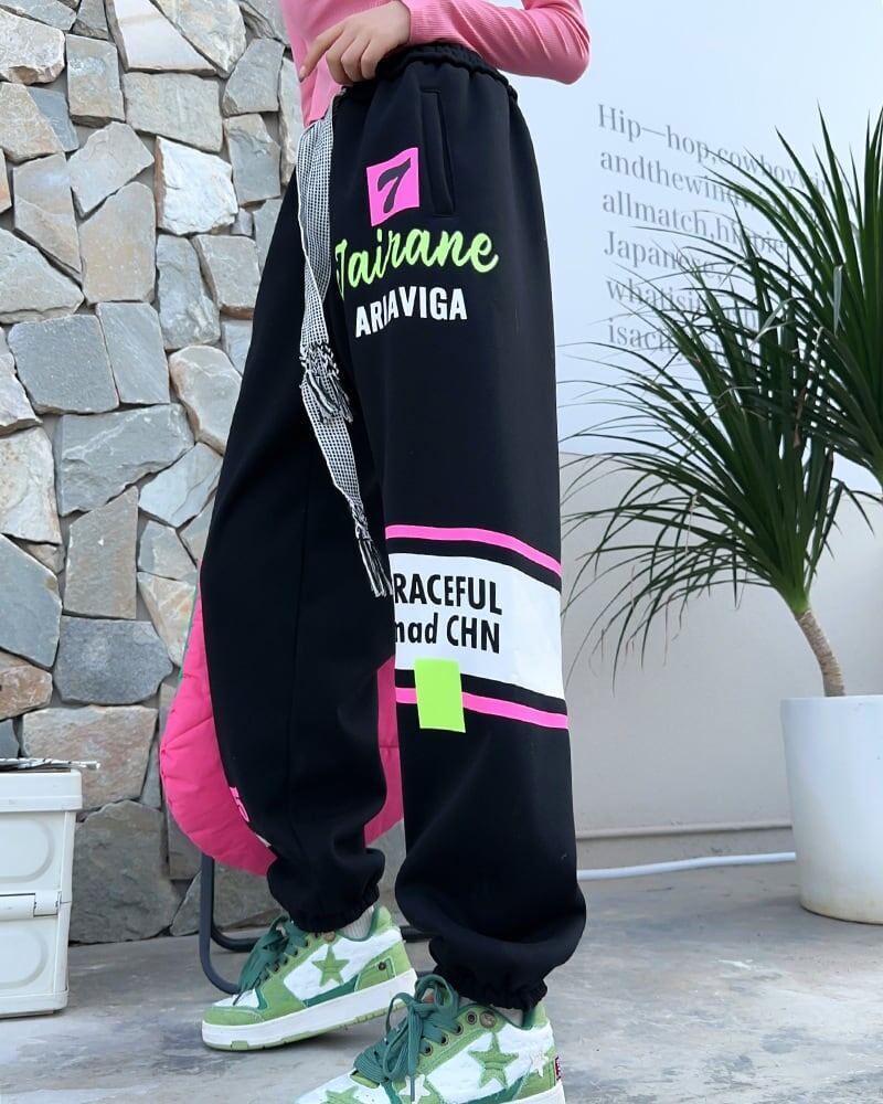 【裏起毛】見逃し厳禁 ファッション 個性派 スポーツパンツ<S-5846>