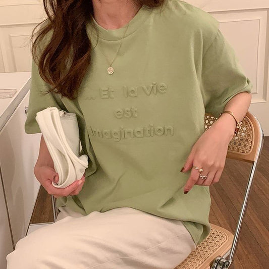 着心地抜群 アルファベット 女性力を高める Tシャツ カットソー＜S-3294＞