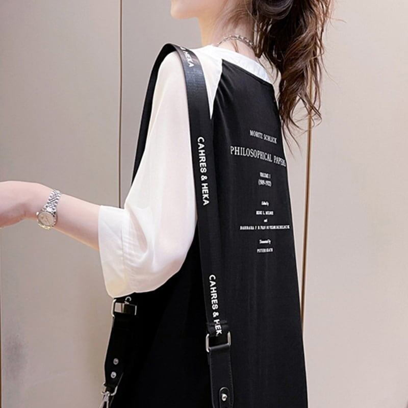 好感度満載 切り替え 美感いっぱい プリント Tシャツ カットソー＜S-3479＞