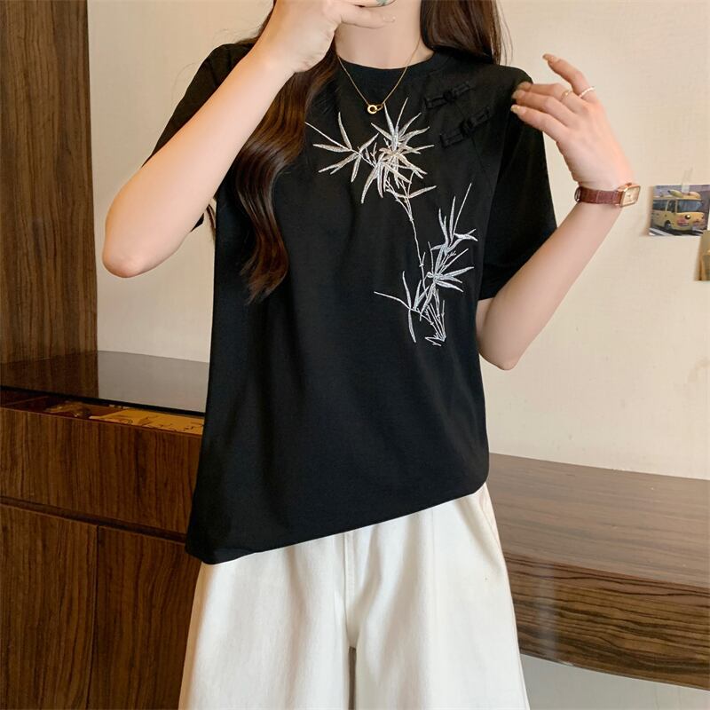 おすすめ 海外トレンド カジュアル モーダル 刺繍 半袖Tシャツ＜S-8476＞