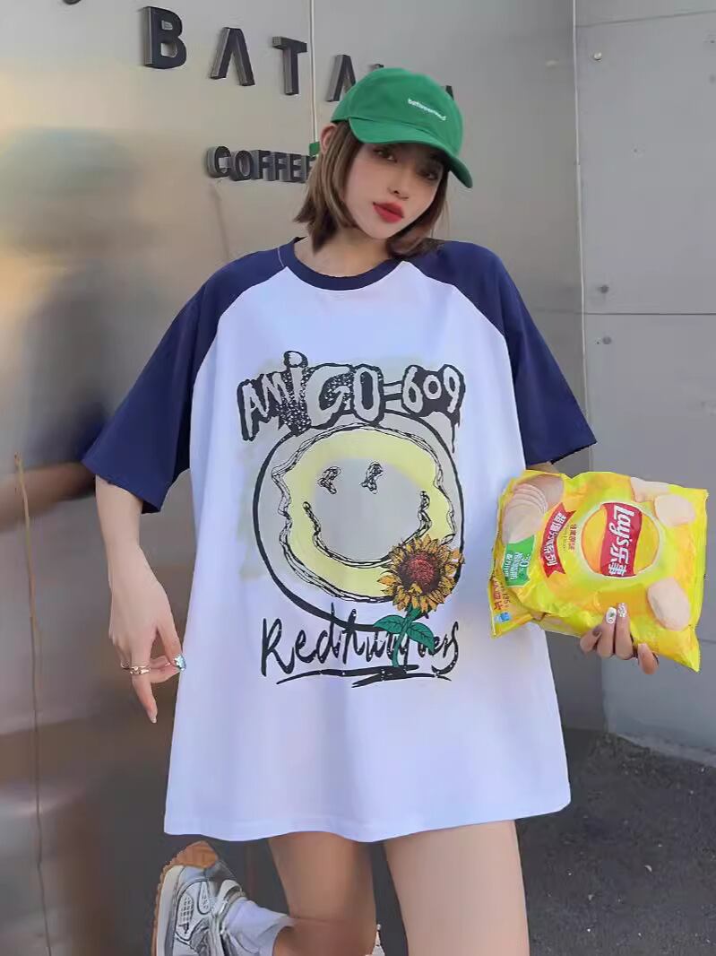おすすめ アルファベット 個性派 プリントTシャツ ゆったり半袖＜S-8114＞