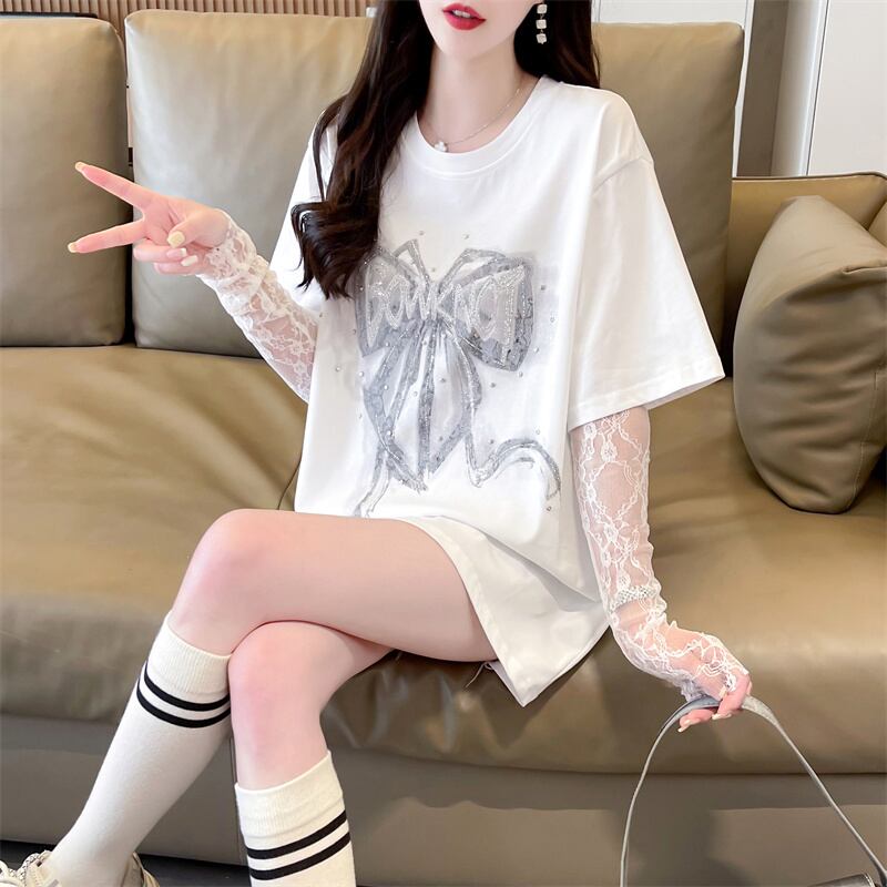 話題沸騰中 レイヤード風 美人度アップ ルーズ Tシャツ ＜S-8707＞
