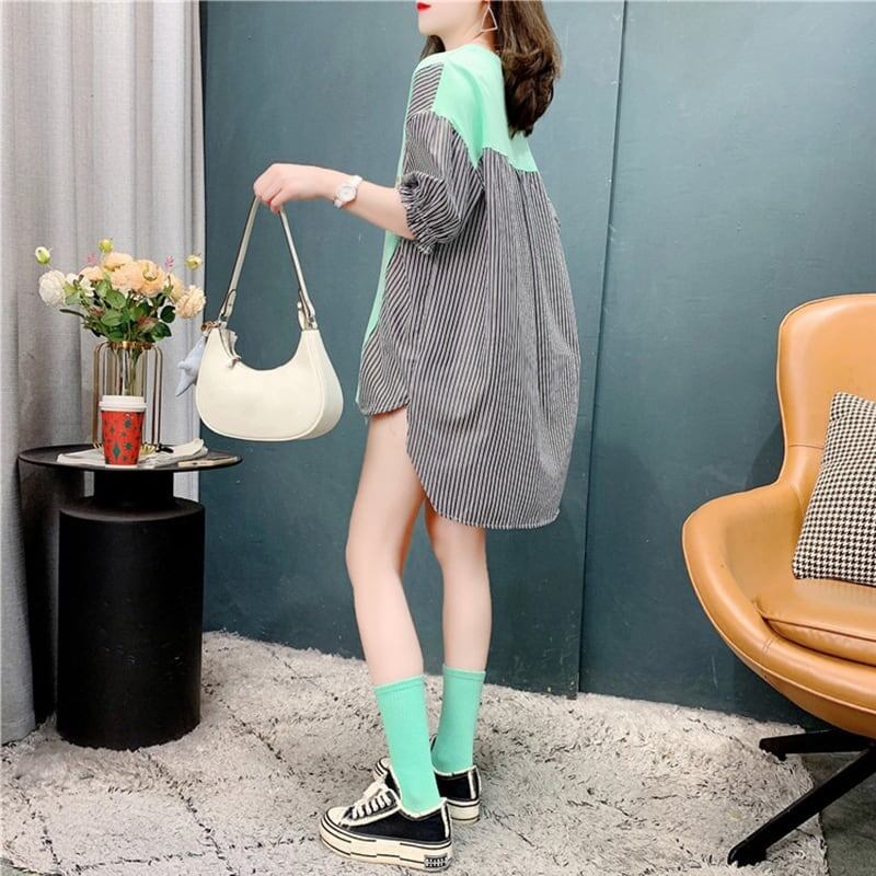 個性的なデザイン 切り替え 今季大好評 プリント Tシャツ カットソー＜S-3595＞