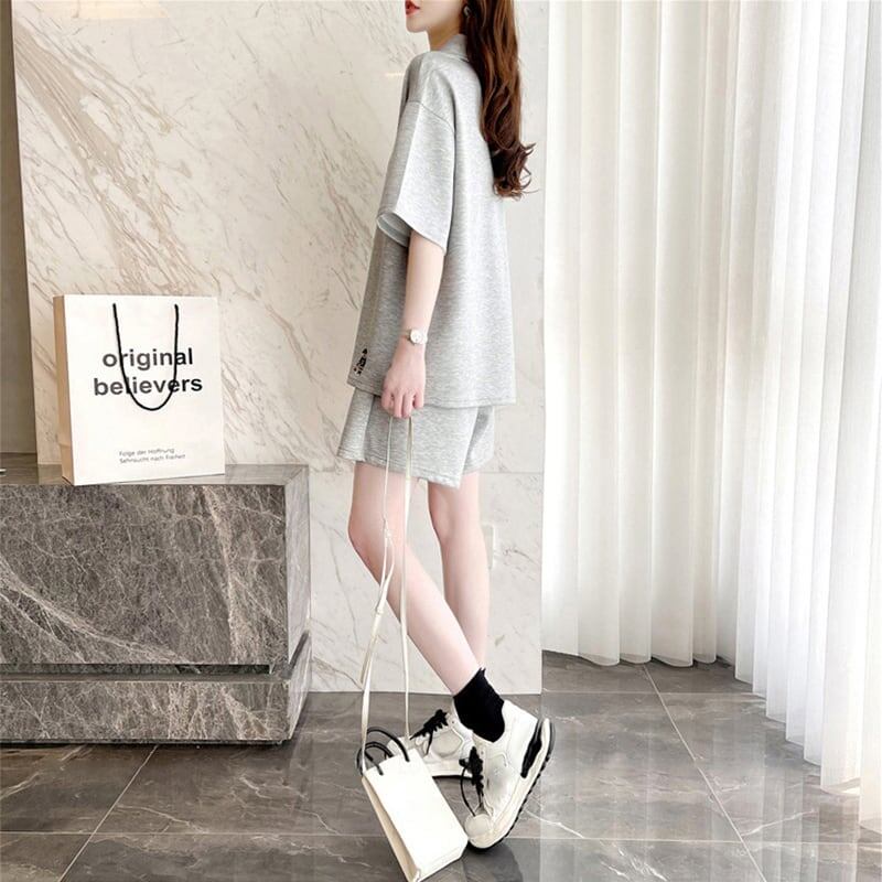 ファッション 切り替え ゆったり感アップ Tシャツ＋ショートパンツ セットアップ＜S-3616＞