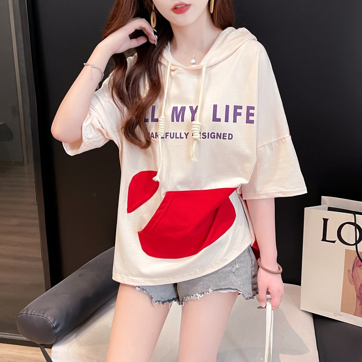 好感度UP 早い者勝ち 絶対流行 カジュアル 2色選択 Tシャツ<S-11678>