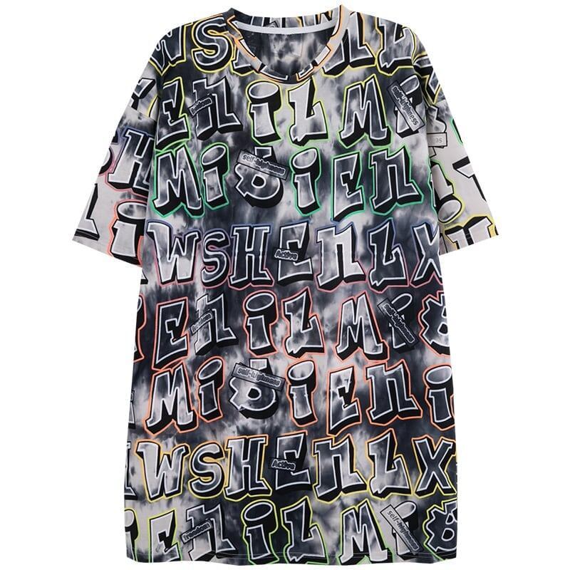 カジュアル 切り替え オシャレ度満点 プリント Tシャツ カットソー＜S-3504＞