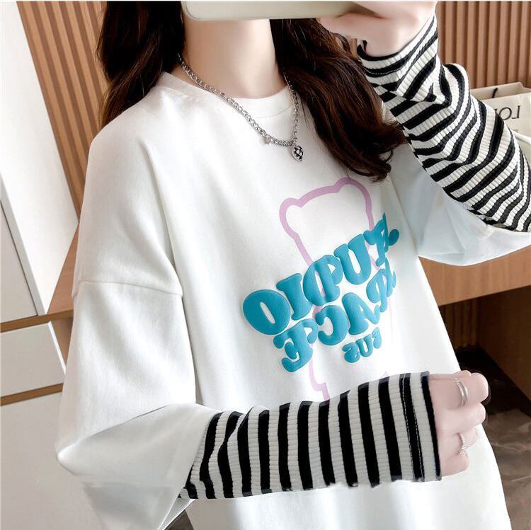 絶対流行 カジュアル アバンギャルド レイヤード風 プリント全3色 Tシャツ＜S-9587＞