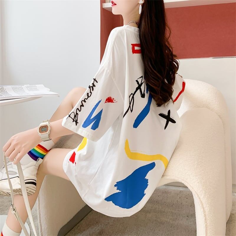 ルーズ カートゥーンプリント 今季大好評 Tシャツ カットソー＜S-3471＞