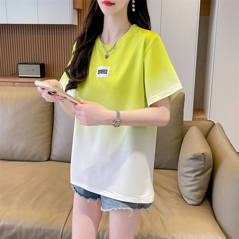 新商品 カジュアル グラデーション プリント 全3色 半袖Tシャツ<S-9214>