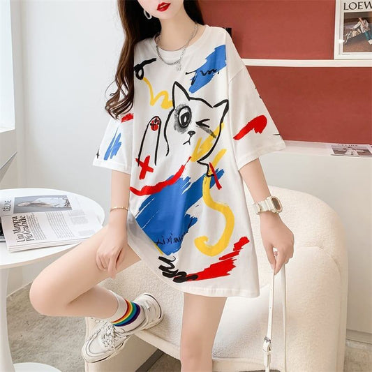 ルーズ カートゥーンプリント 今季大好評 Tシャツ カットソー＜S-3471＞