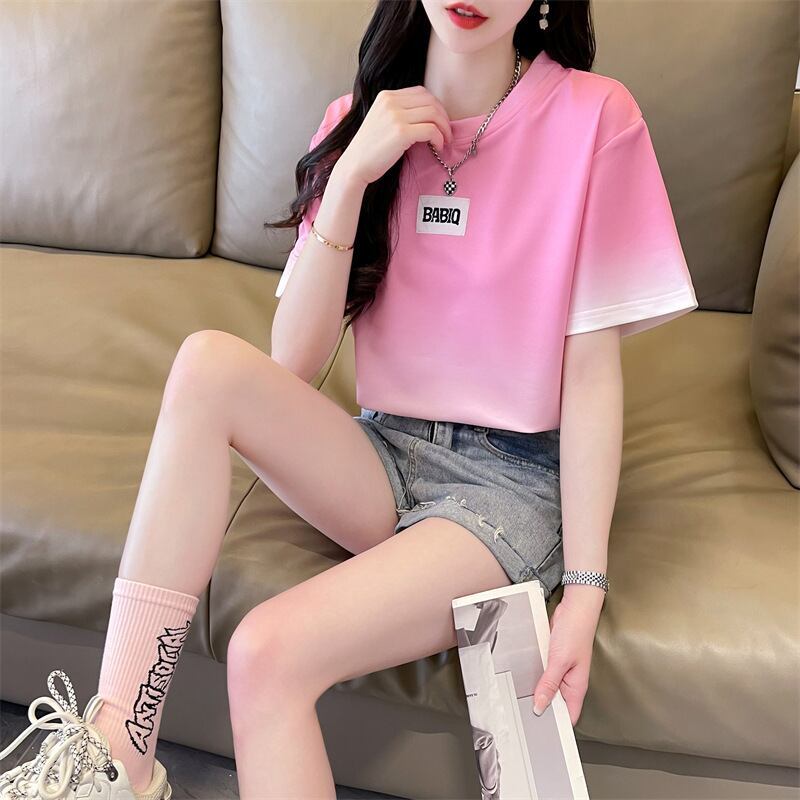 新商品 カジュアル グラデーション プリント 全3色 半袖Tシャツ<S-9214>