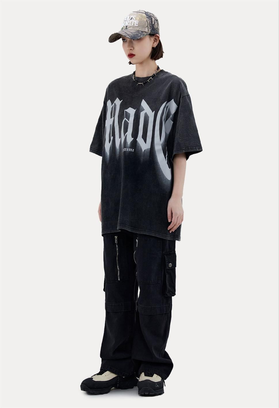 トレンドのアメリカンストリートビッグレタープリント半袖Tシャツ<S-2904>
