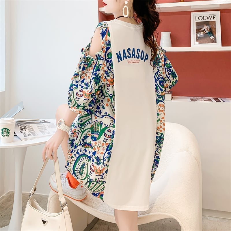 フライドストリート半袖トレンディな韓国風ラウンドネックTシャツ<S-2868>