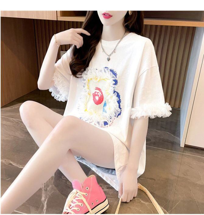 新作 好感度満載 個性的なデザイン ラウンドネック Tシャツ カットソー＜S-8405＞