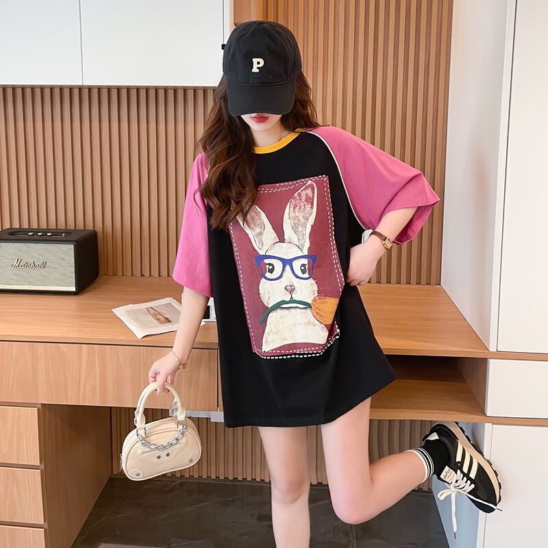 絶対欲しい プリント 個性派 切り替え 全2色 半袖 Tシャツ ＜S-8545＞