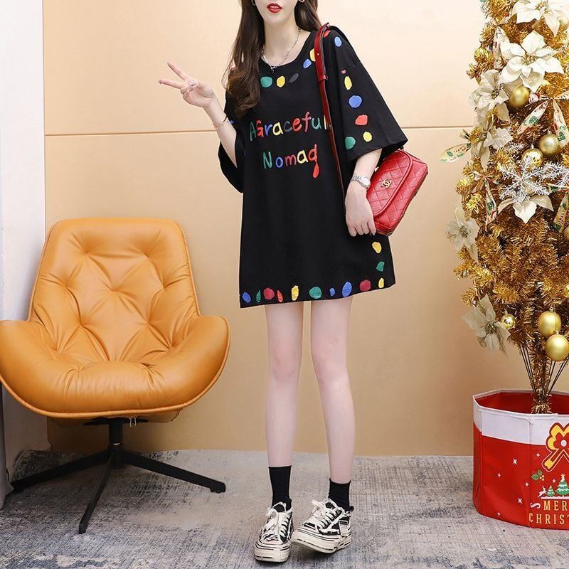 売り切れ必至 プリント ファッション 切り替え 全2色 半袖Tシャツ＜S-8623＞