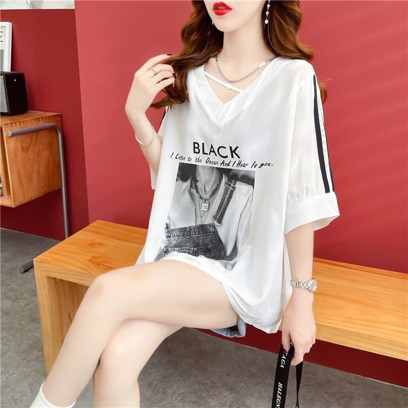 デザイン感 プリント チャーミング Tシャツ カットソー＜S-3476＞