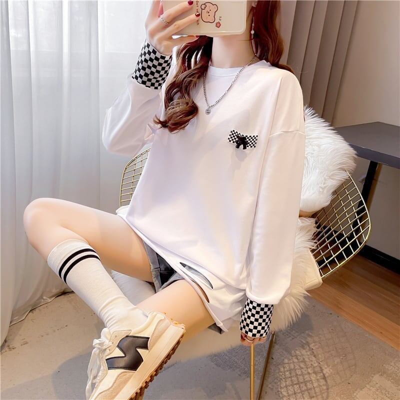 スタイリッシュ 切り替え 一目惚れ プリント Tシャツ カットソー＜S-3675＞