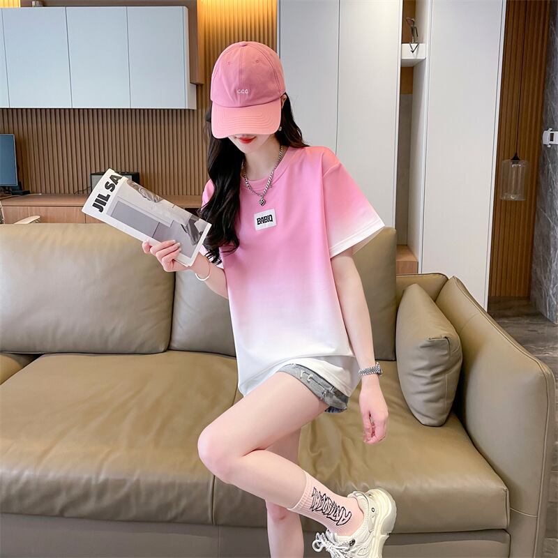 新商品 カジュアル グラデーション プリント 全3色 半袖Tシャツ<S-9214>