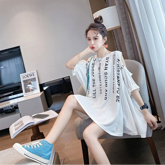 柔らかくて優しい印象 ファッション 美人度アップ プリント 全3色 半袖 Tシャツ <S-9088>