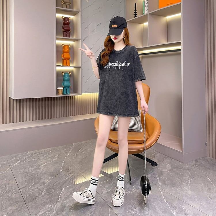 大注目 プリントTシャツ ヴィンテージ加工 ゆったり半袖＜S-3021＞