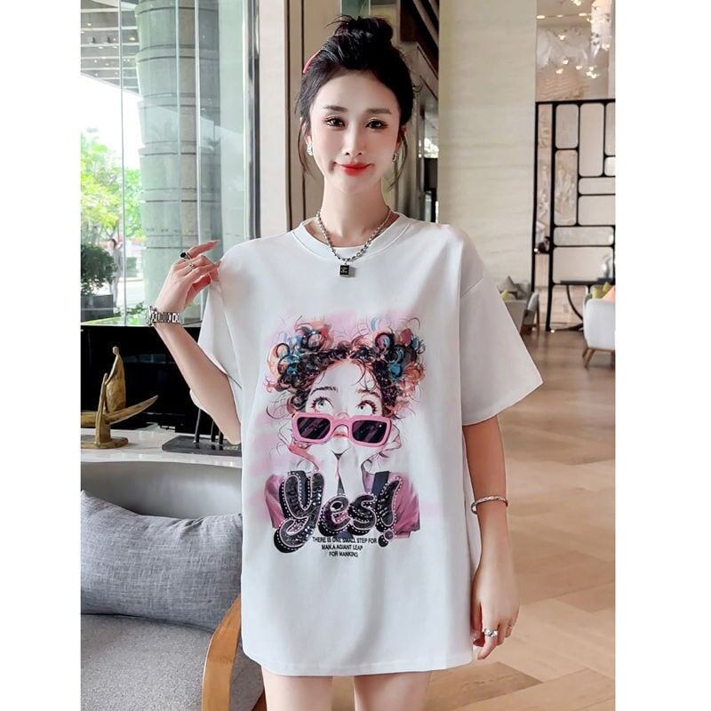 【半額！期間限定！！】大人可愛い上質 キュートプリント カジュアル 半袖Tシャツ＜S-8593＞