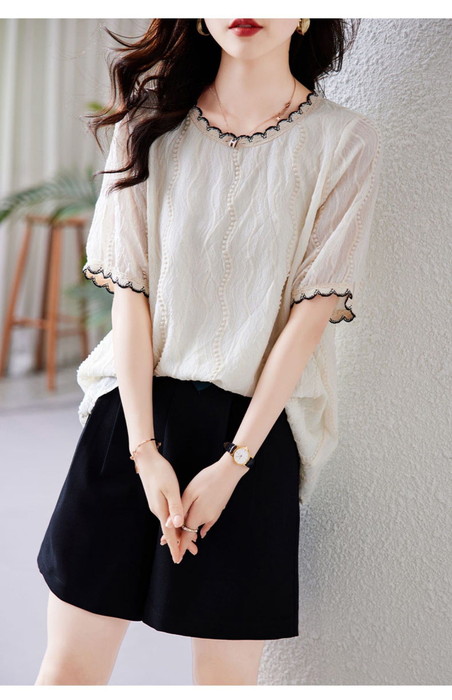 話題沸騰中 美人度アップ 上質 半袖Ｔシャツ<S-8367>
