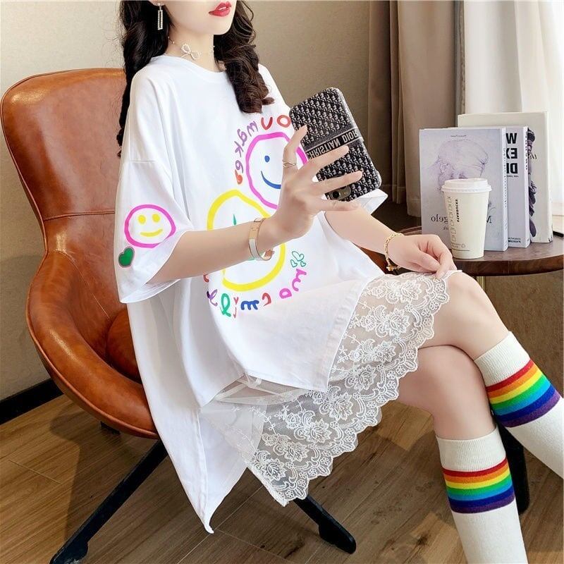 新作 ロゴ レイヤード風 プリント ゆったり 半袖 Ｔシャツ 全3色<S-4948>