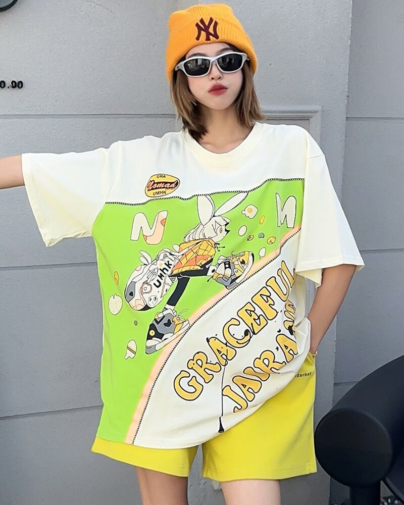 着回し力抜群 ファッション 個性派 レース プリント全3色 半袖Tシャツ<S-8981>