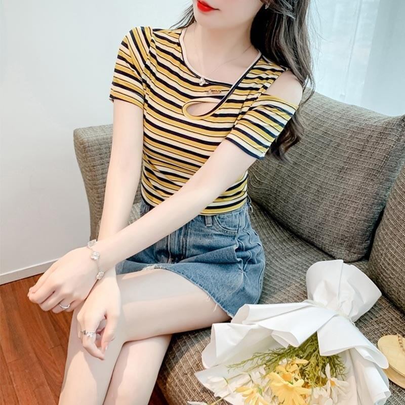 カジュアル 切り替え オシャレ度満点 プリント Tシャツ カットソー＜S-3565＞