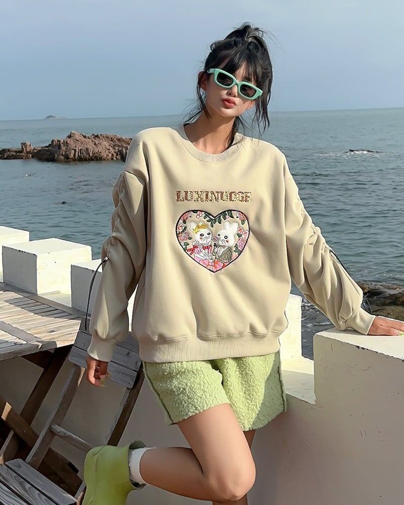 【裏起毛】超人気商品可愛いウサギちゃんロゴスウェット全6色<S-4598>