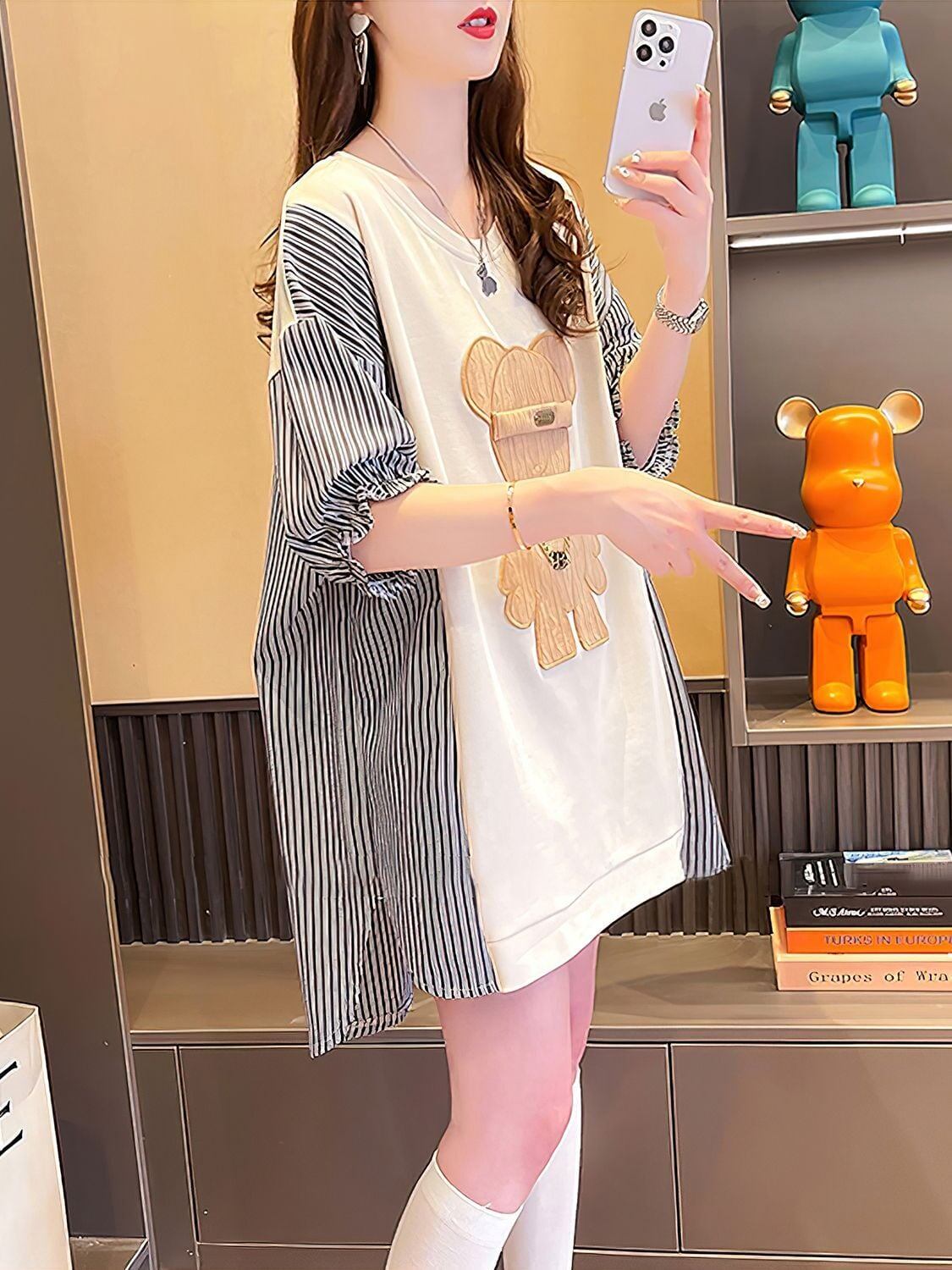 美人度アップ  ファッションルーズ 厚手フード付きパーカー全2色<S-4727>