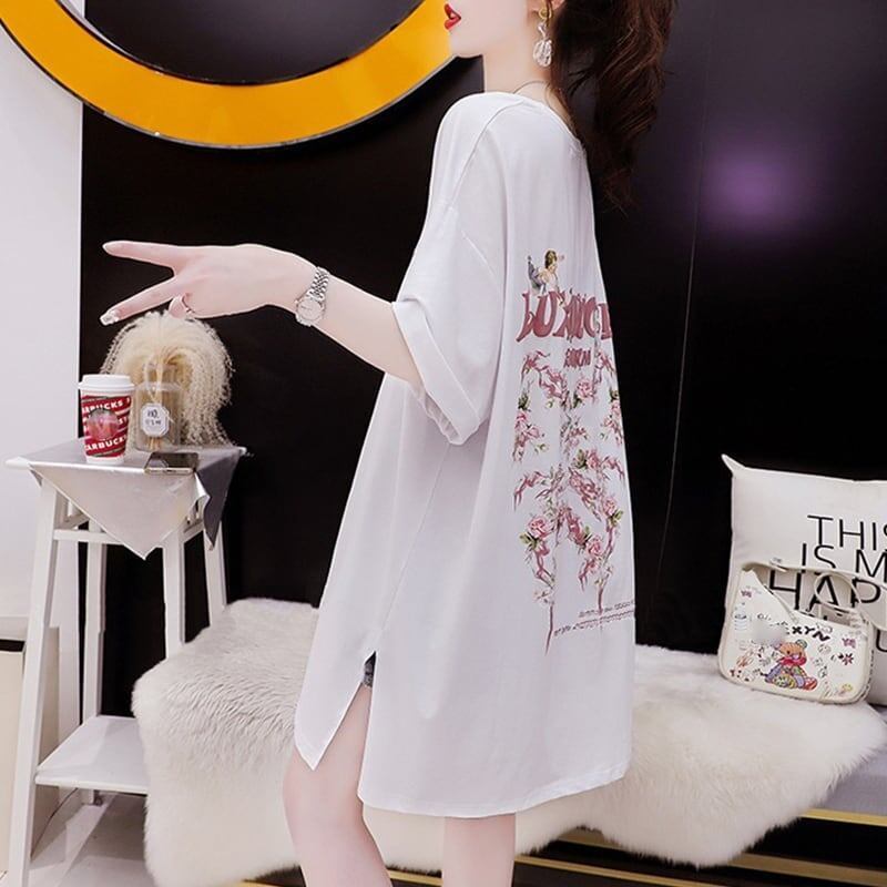 スタイリッシュ 切り替え 一目惚れ プリント Tシャツ カットソー＜S-3654＞