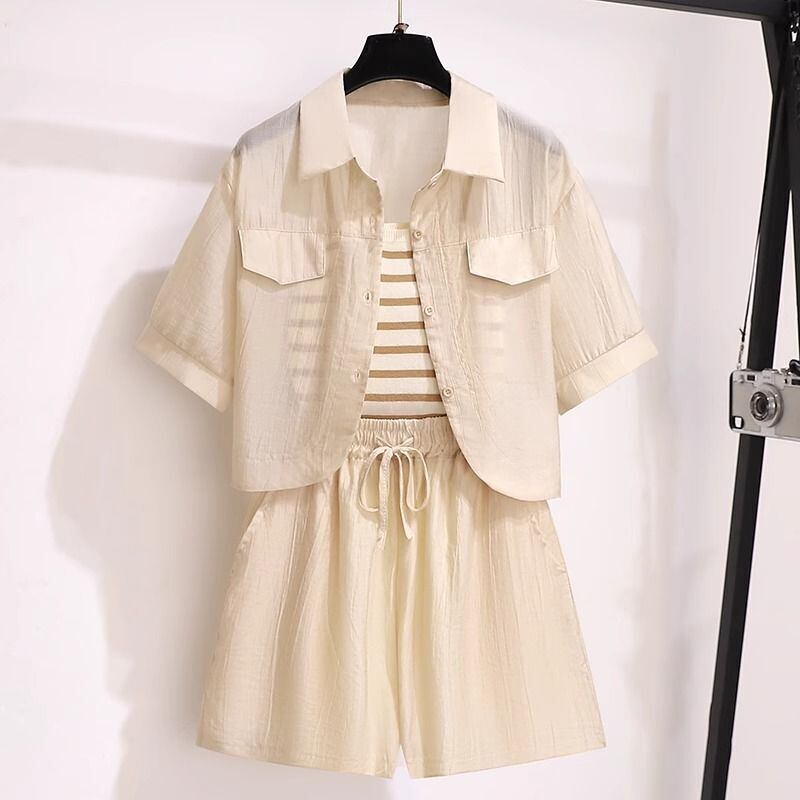 定番シンプル 紫外線対策 上品 全3色 シャツ+パンツセット ＜S-8655＞