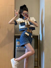 おすすめ おすすめ 話題沸騰中 上質 カジュアル 切り替え 半袖Ｔシャツ ショートパンツ セットアップ <S-11169>