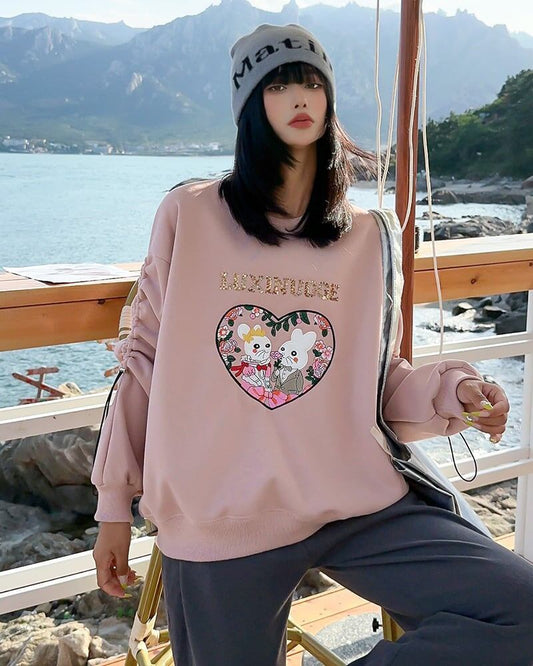 【裏起毛】超人気商品可愛いウサギちゃんロゴスウェット全6色<S-4598>