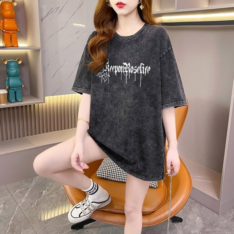 大注目 プリントTシャツ ヴィンテージ加工 ゆったり半袖＜S-3021＞