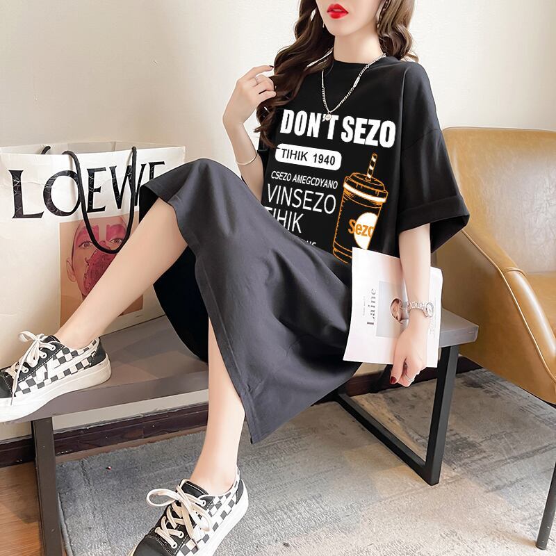 快適 ラウンドネック カジュアル 半袖 Tシャツ ワンピース＜S-8634＞