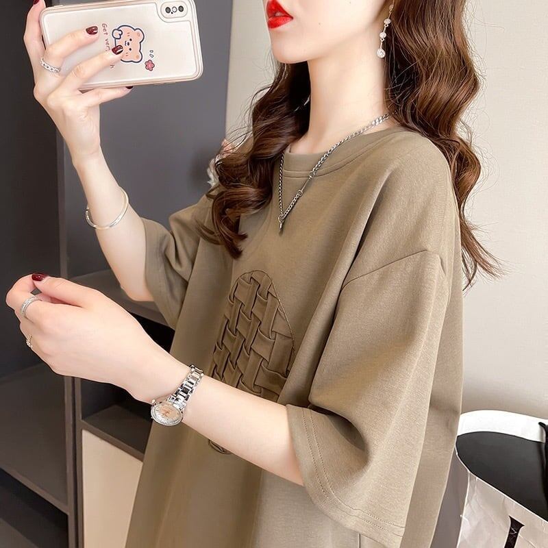 個性的なデザイン ラウンドネック 一目惚れ プリント Tシャツ カットソー＜S-2959＞